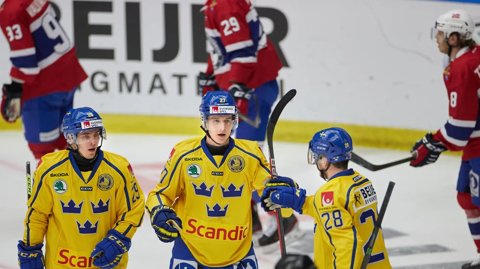 VM-spelarna Andreas Wingerli, Nils Lundkvist och Jesper Frödén. Arkivbild.