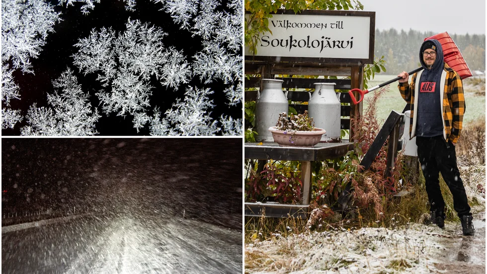 Erik Wernerlich blev förvånad när första snön kom till Övertorneå redan 14 september.