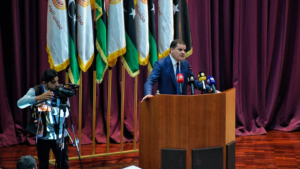 Libyens nye premiärminister Abd al-Hamid Dbaibah ska leda landet till de planerade valen i december. Arkivbild.