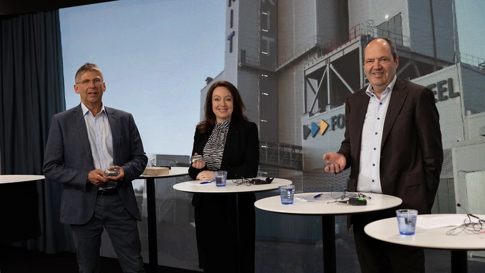 Jan Moström, vd LKAB, Anna Borg, vd Vattenfall och Martin Lindqvist, vd SSAB presenterade en milstolpe för Hybritprojektet. 100 ton järnsvamp har producerats med vätgas i pilotanläggningen i Luleå. 