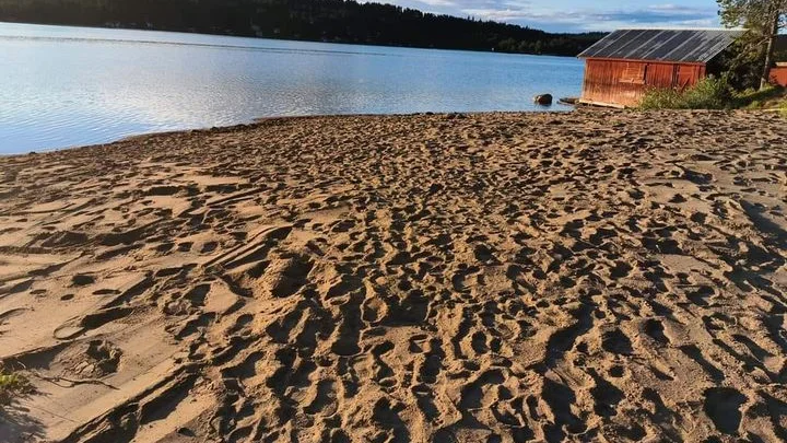 Här är den. Sandstranden i Kurravaara som har varit tillgänglig för allmänheten i en vecka.