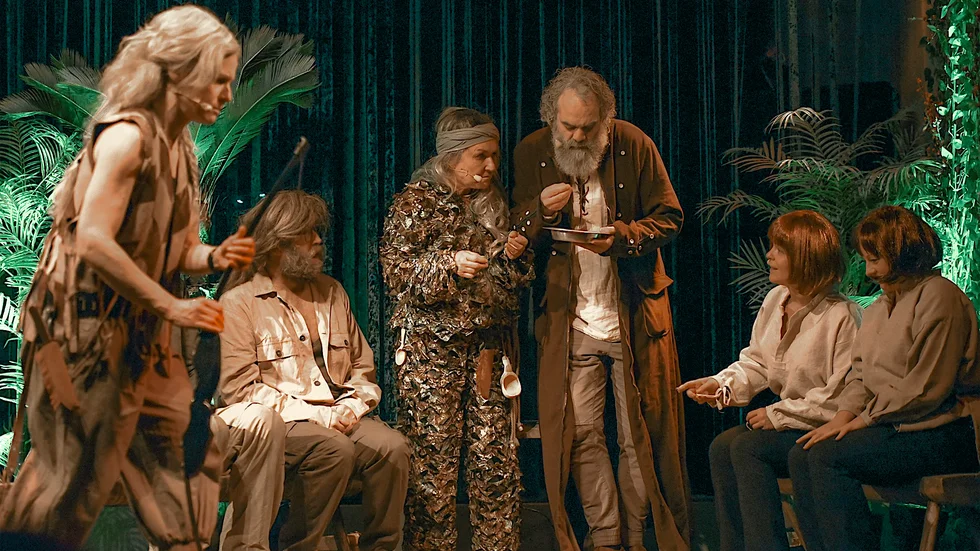Therese Klenfeldt, Johan Ravelid, Eva Granlund, Roland Chantre, Jenny Nordahl och Gabriella Wahlström i en delad värld.
