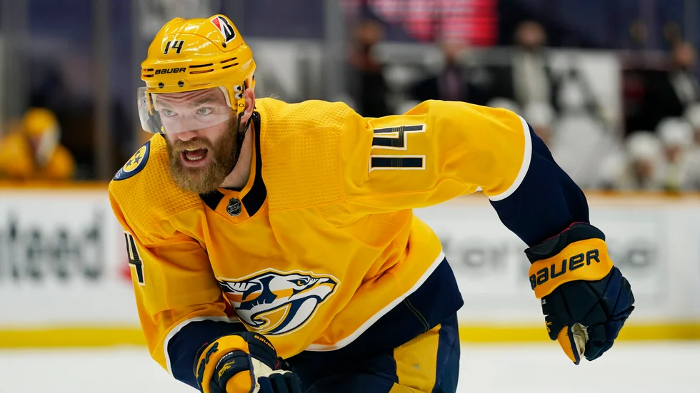 Mattias Ekholm i Nashvilles tröja. Arkivbild.