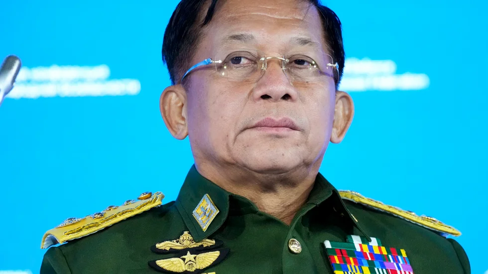 Myanmars juntaledare Min Aung Hlaing. Arkivbild.