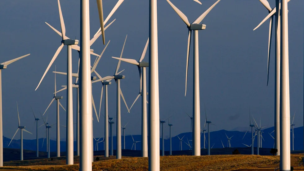 Förnybara energikällor som vind och sol fortsätter att växa snabbt i världen. Men det går för långsamt, enligt IEA. Bilden är från en vindkraftsfarm i Wyoming i USA.