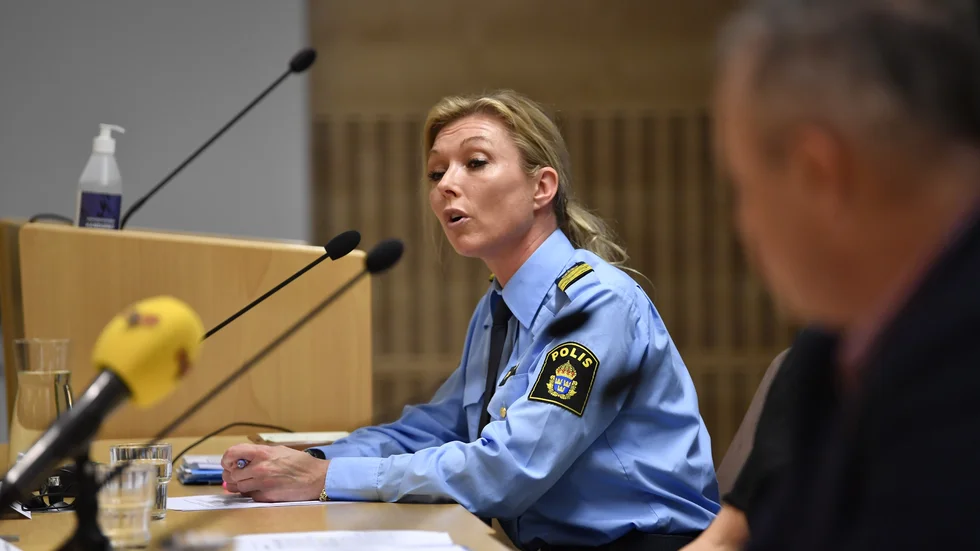 Linda H Staaf, chef för underrättelseenheten på polisens nationella operativa avdelning, presenterar 2021 års myndighetsgemensamma lägesbild.