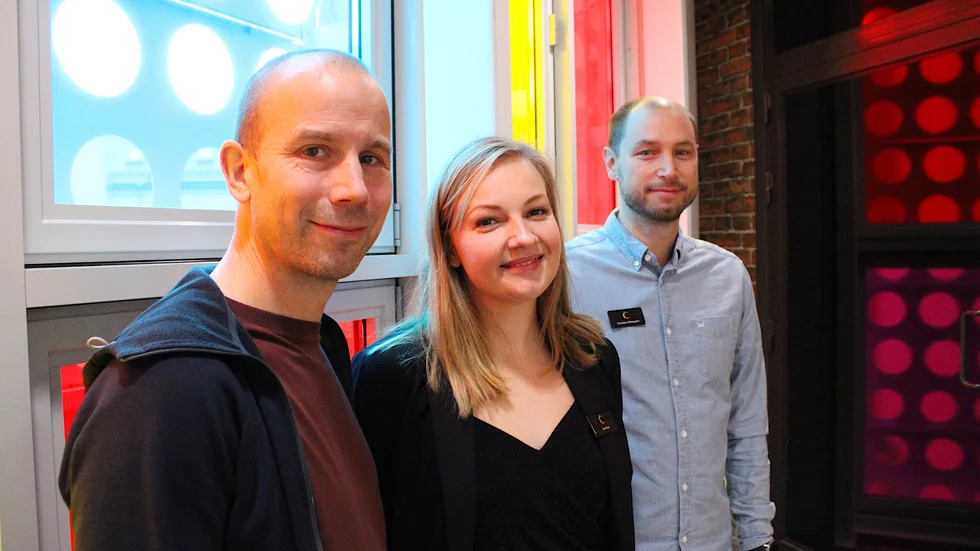 Niklas Rönnberg, musik- och ljudkompositör, Kim Brax, projektledare, och Christian Södergren, producent för STORT 3D.