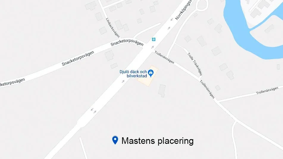 Här är mastens ungefärliga placering.