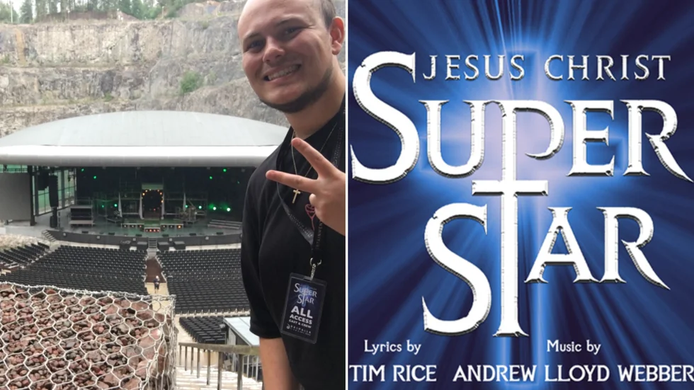 Edvin Bergsland på plats i Dalhalla strax innan genrepet av Jesus Christ Superstar under fredagen. 