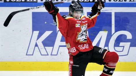 Daniel Gunnarsson jublar efter sitt första elitseriemål.