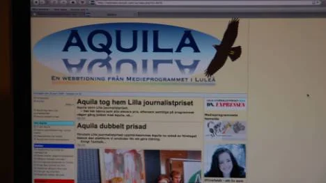 Så här Lilla Journalistprisets vinnare ut. Aquila är webbtidningen som görs av eleverna på Medieprogrammet i Lul