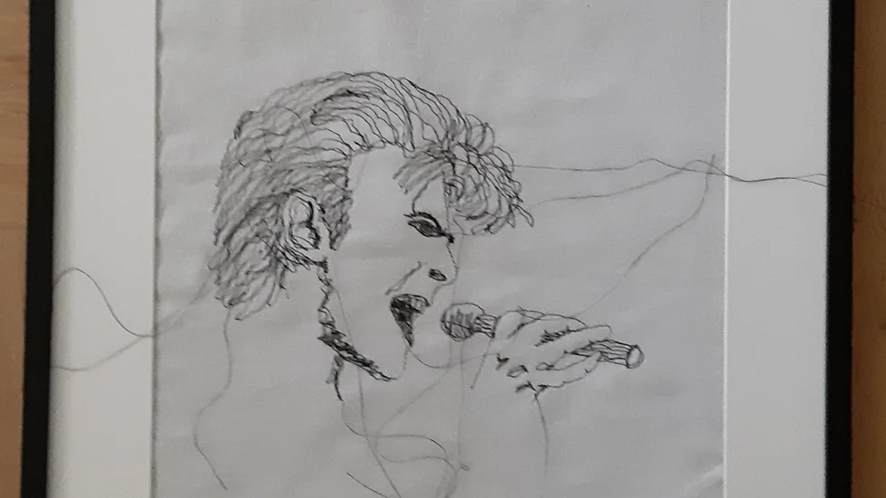 Bowie, broderi, 42x42 cm