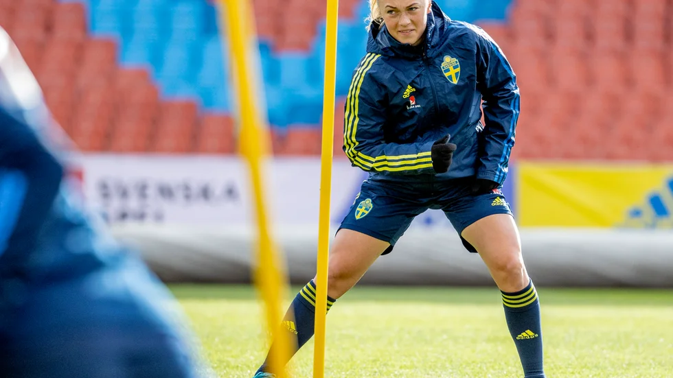 Hanna Bennison under fredagens träning.