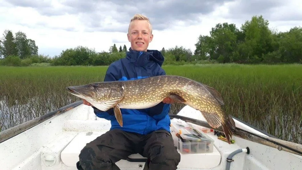Drömstart. Fiskeentusiasten Edvin Björk började sommarlovet med att dra upp en riktig monstergädda ur Råneälven.