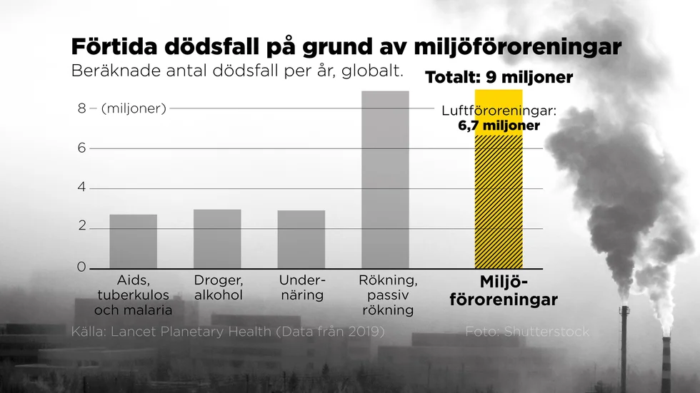Beräknade antal dödsfall per år, globalt.