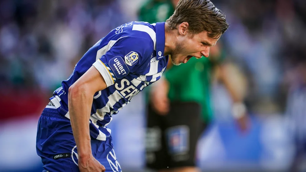 IFK Göteborgs Gustaf Norlin var frustrerad efter en missad målchans i 1–1-matchen hemma mot Varberg.