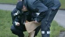 Polisen på platsen där våldtäkten ägde rum.