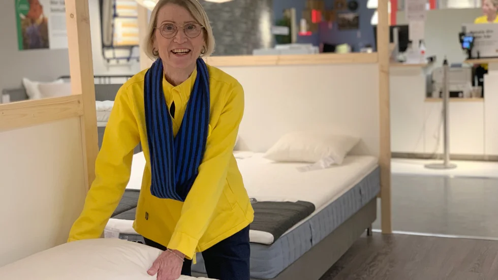 Kristina Foogde gjorde sin första arbetsdag på sovavdelningen och gick för några veckor sen i pension efter 45 på Ikea. 