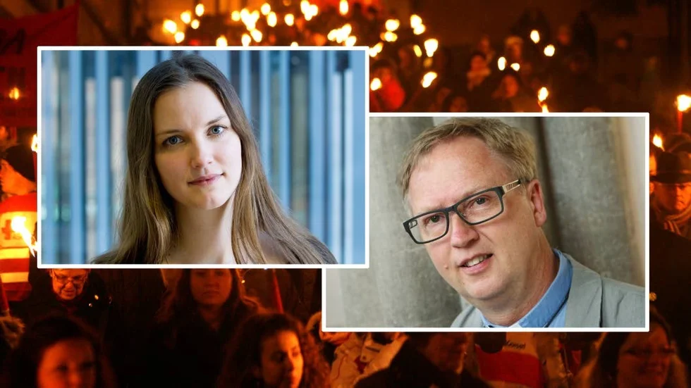 Saga Carlgren (V) och domprost Mats Hermansson.