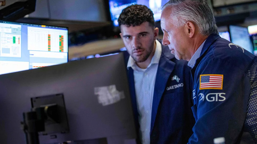 Wall Street föll brett. Bild från New York-börsen 8 april.