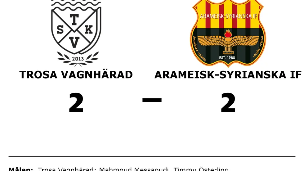 Trosa-Vagnhärad SK spelade lika mot Arameisk-Syrianska IF