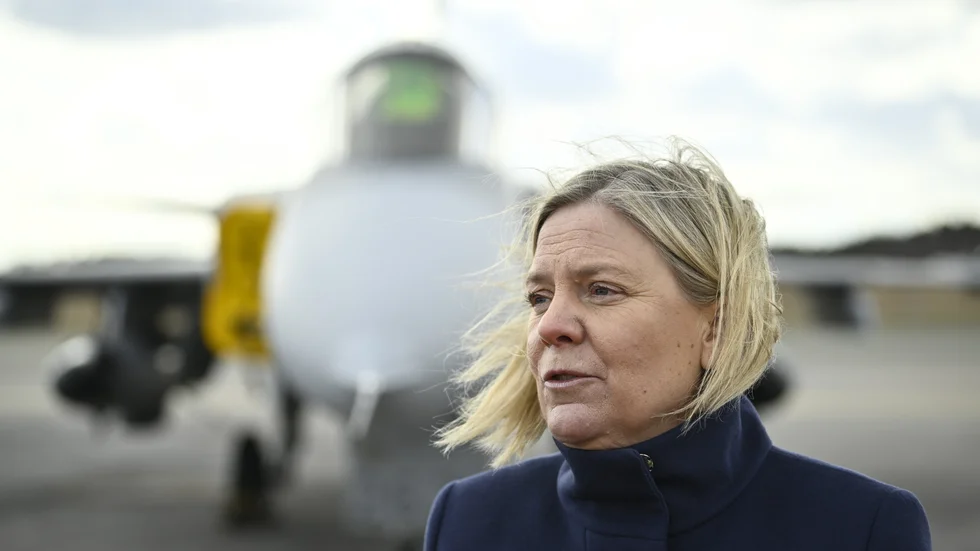 Statsminister Magdalena Andersson (S) besökte flygflottiljen F17 i Kallinge på lördagen.