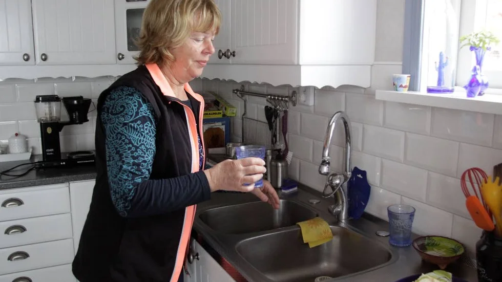 Sparsam. Gudrun Unehed berättar att de vant sig vid att snåla på vattnet.