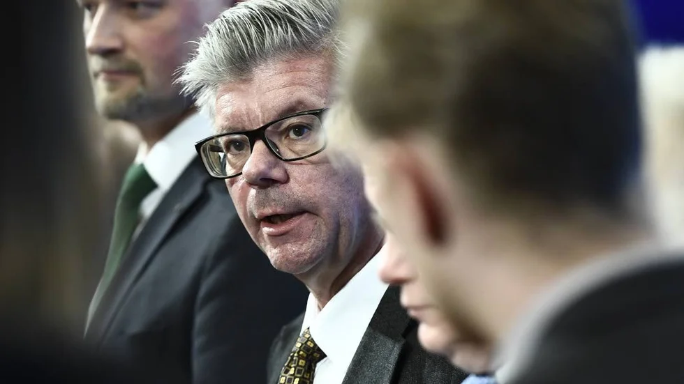 Försvarsprofil. Hans Wallmark vid presskonferensen i förra veckan då en flerpartiuppgörelse om försvarsanslagen presenterades.
