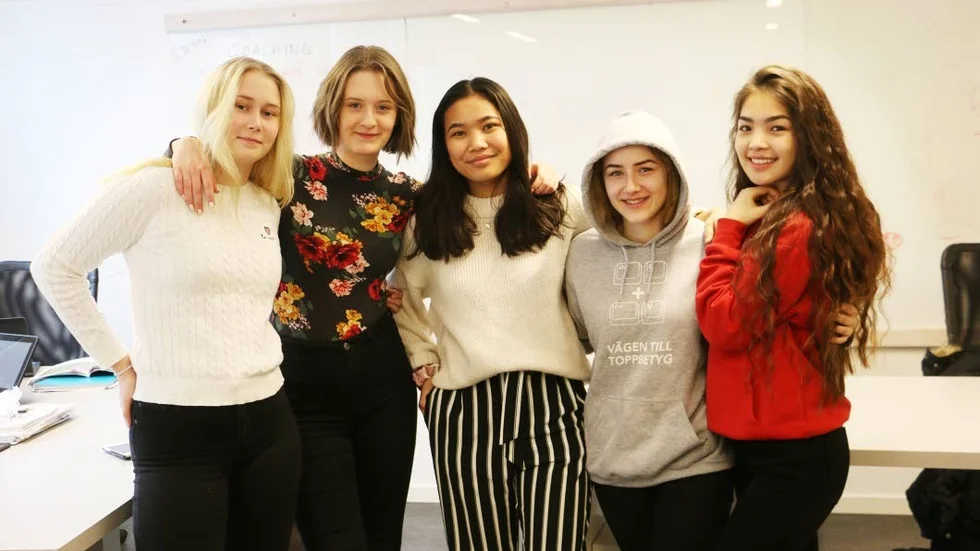 Ebba Johansson, Elvira Persson, Bam Phonraksa, Regina Györi och Nazanin Ibrahini är gänget som planerar och jobar med sportlovsdisot.