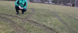 Klubbens fotbollsplan har vandaliserats