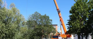 Här bygger de upp den nya bron