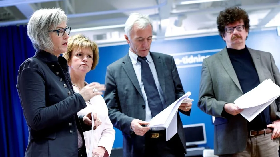 Kvartetten. Fr v Eva-Britt Sjöberg(KD), Karin Jonsson (C), Reidar Svedahl (FP), Lars Stjernkvist (S). Igår gick deras budget igenom.