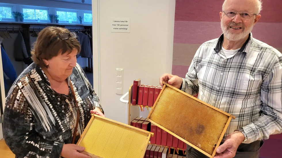Anna-Britta Lodmyr och Björn Becker föreläste om konsten att bli biodlare.