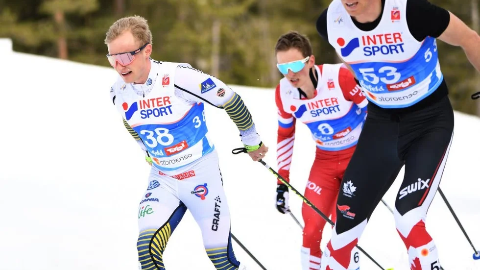 Björn Sandström, Piteå Elit, åkte femmilen i VM delvis på fel skidor.
