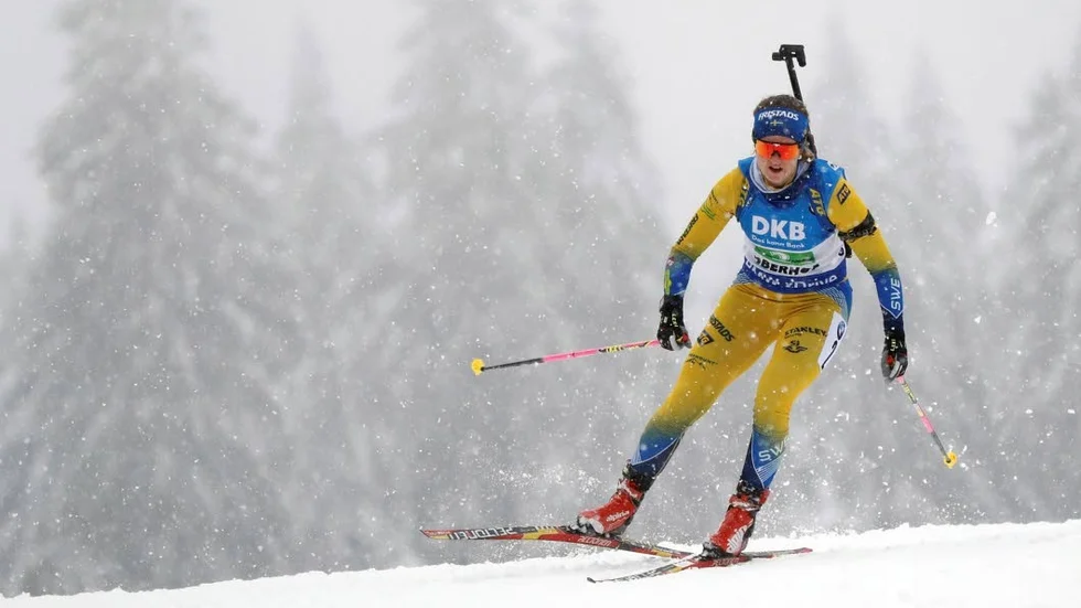 Sweden's Mona Brorsson competes during the women's 4x6 km relay competition at the Biathlon World Cup event in Oberhof, Germany, Sunday, Jan. 13, 2019. (AP Photo/Petr David Josek)