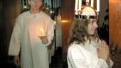 Emily Landström skrider in som Lucia i Sankt Johannes församlingshem.
FOTO: ANITA KJELLBERG
