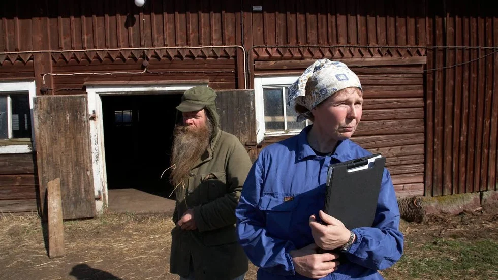 Stig-Anders Svensson, bättre känd som Hästmannen, blir numera flitigt besökt på sin gård. Här av ett tyskt tv-team.
Foto: Triart film
