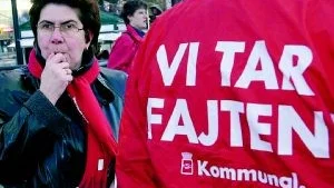 Stockholm i mars 2003. Kommunal med ordföranden Ylva Thörn i spetsen anordnade en manifestation bl a för bra och rättvisa löner. Foto Claudio Bresciani /Scanpix