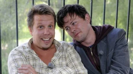 Fulla på jobbet. Filip och Fredrik kom berusade till presskonferensen inför höstens Kristallengala. Duons "100 höjdare" är nominerat till kategorin årets bästa humorprogram.  Foto: Bertil Ericson/Scanpix
