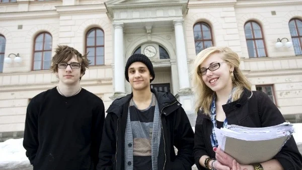 Johan Swärd, Hedwig Liljeqvist och David Sträf vill inte ha Sverigedemokraterna på sin skola.  Foto: Robert Svensson