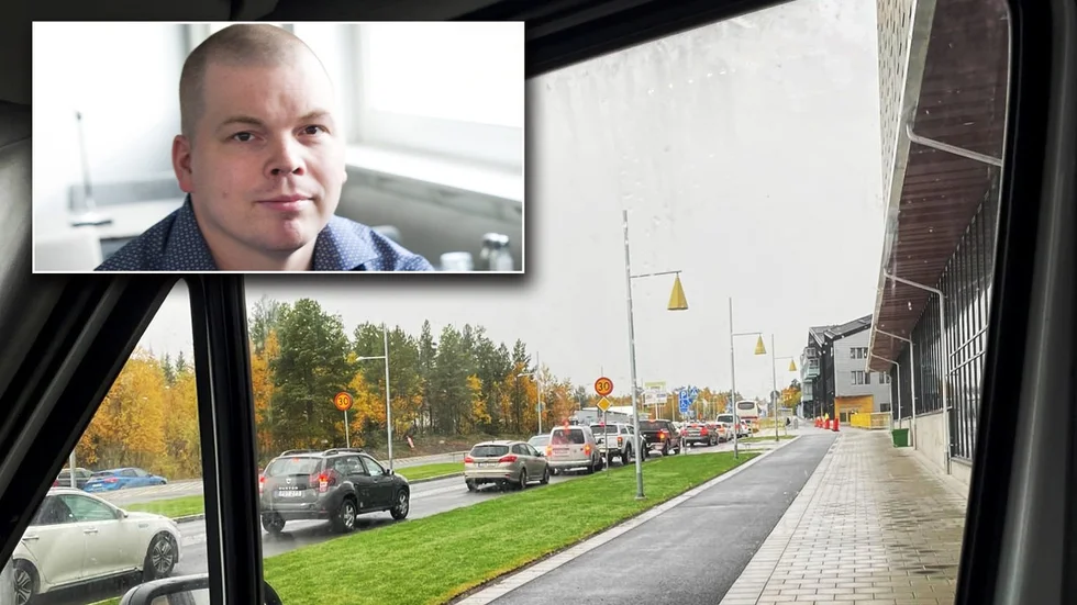 Johan Lans, företagarprofil i Kiruna, är en av de trafikanter som hamnat i de långa köerna denna vecka.