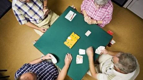 Strategispel. I Åbe bridgepensionärer spelas det i par. Annars kan man också spela fyrmanna.