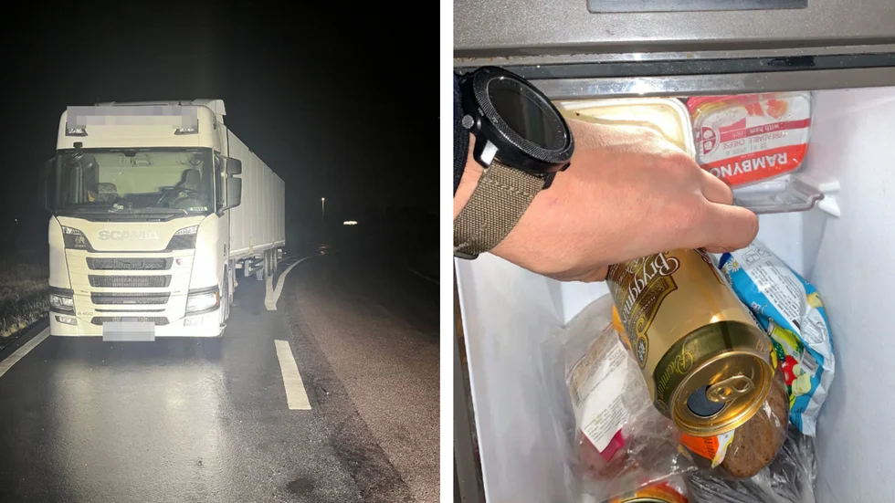 Den 62-årige lastbilschauffören hade motsvarande 2,20 promille alkohol i blodet. I lastbilen hittade polisen ölburkar och en spritflaska. (Bilderna är hämtade ur förundersökningen.) 