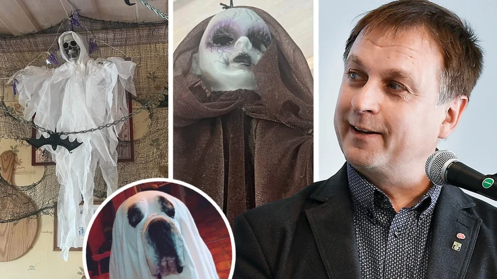 Lorents Burman (S) går ”all in” med Halloween-pyntet i hemmet.