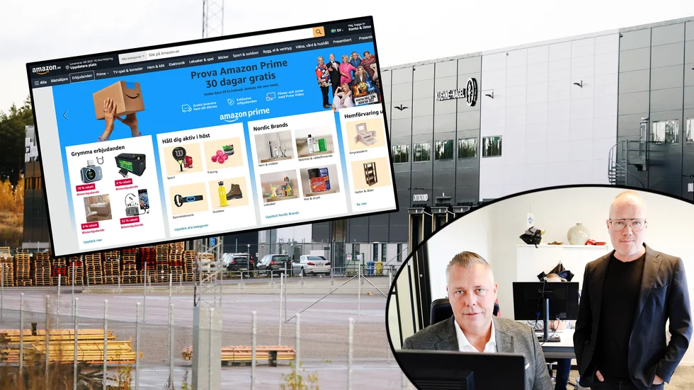 "Det är svårt att säga hur Amazon kom hit, men det var extremt mycket hemlighetsmakeri kring deras etablering. Vi fick skriva på ett sekretessavtal där vi inte fick prata om något av det som skulle diskuteras", förklarar David Hofmann, vd på Eskilstuna Logistik och etablering, ELE. På bilden även Manuel Brändeborn, marknadschef på ELE.