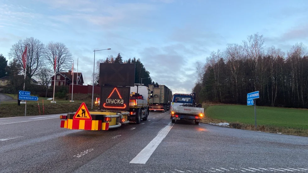 En lastbil havererade på väg 55 i höjd med Sköldinge under torsdagsmorgonen. 