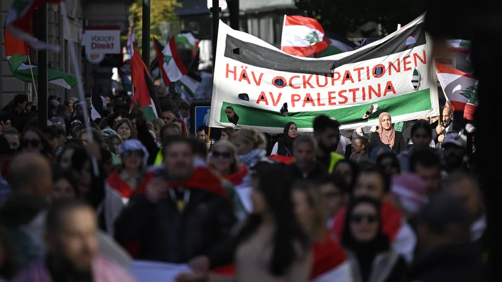 Bilder från den pro-palestinska manifestationen vid Möllevångstorget i Malmö på söndagen.