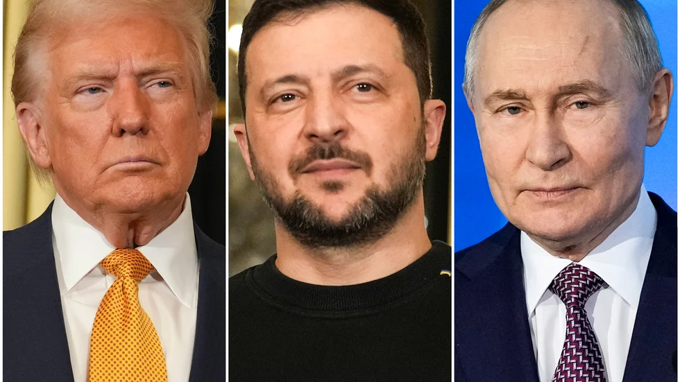 Donald Trump, Volodymyr Zelenskyj och Vladimir Putin står långt ifrån varandra. 
