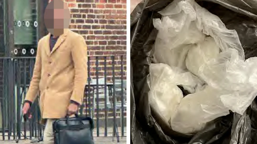Polisens spanare fotograferade den 19-årige mannen i Malmö. I väskan han bar på låg närmare 250 gram kokain. (Bilderna är hämtade ur förundersökningen.) 