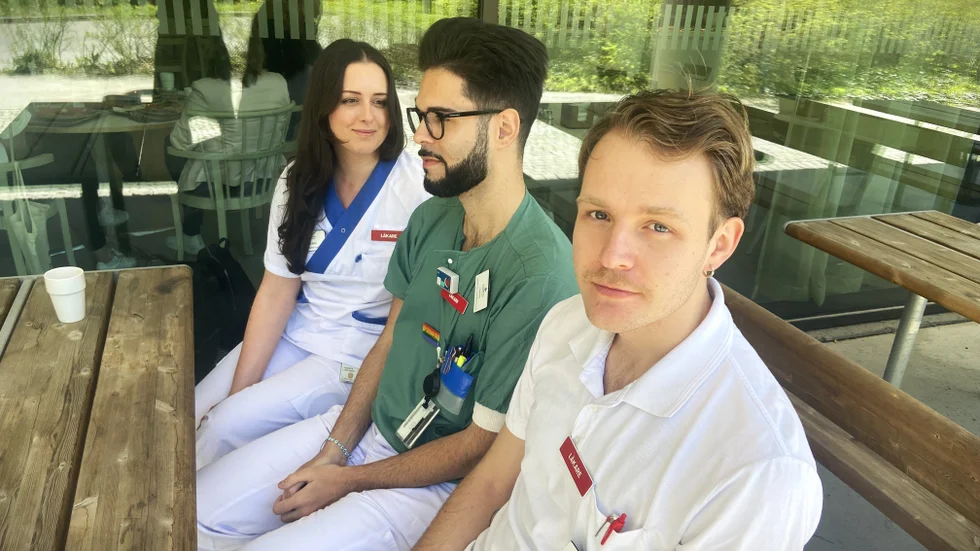 Isabella Lapore, Alejandro Campos Cruz och Oscar Mattsson gör alla sin AT-tjänst på Akademiska sjukhuset. 